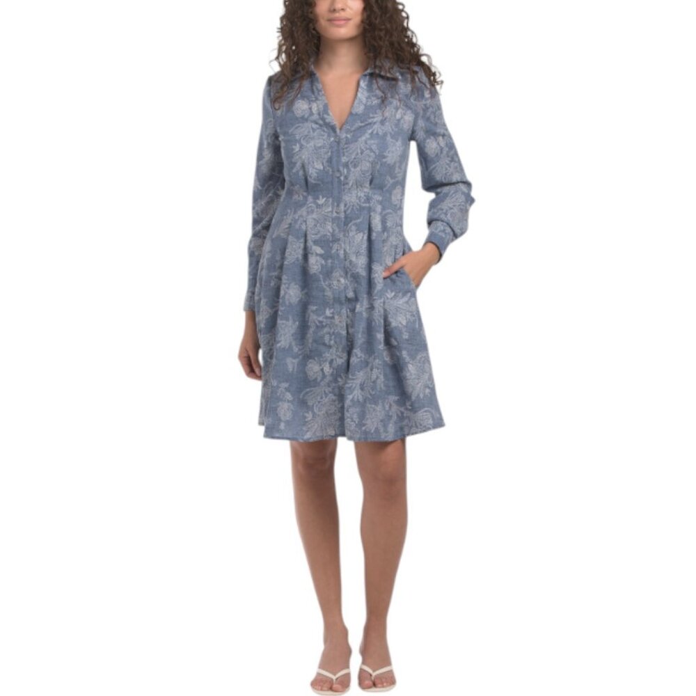 JULIA JORDAN Button Down Chambray Shirt Mini Dress